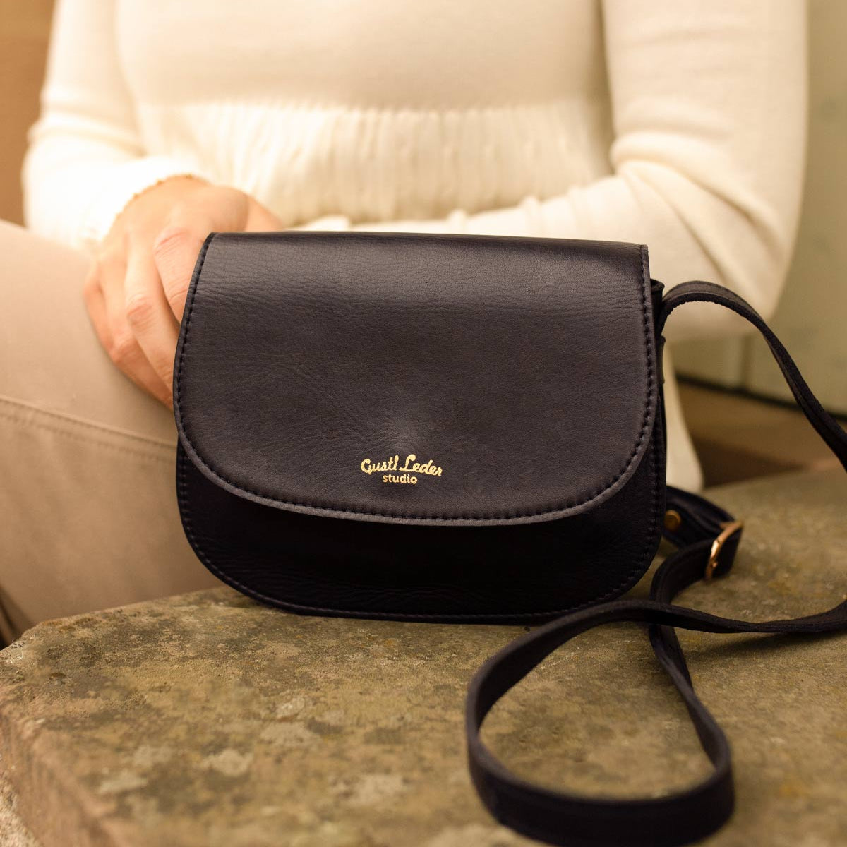 skaard 3 in 1 tas dames | Schouder of taille | Echt leer | zwart